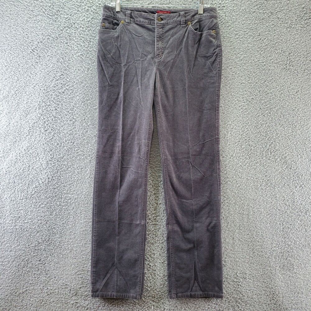 Charter Club Womens Corduroy Pants Size 6 Regular Solid Gray Slim It Up Stretch